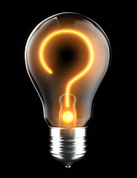 Lightbulb with question mark shaped element